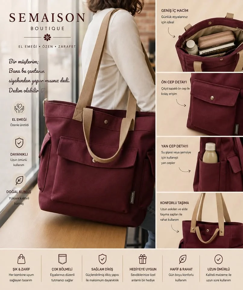 BÜYÜK BOY BORDO TOTEBAG