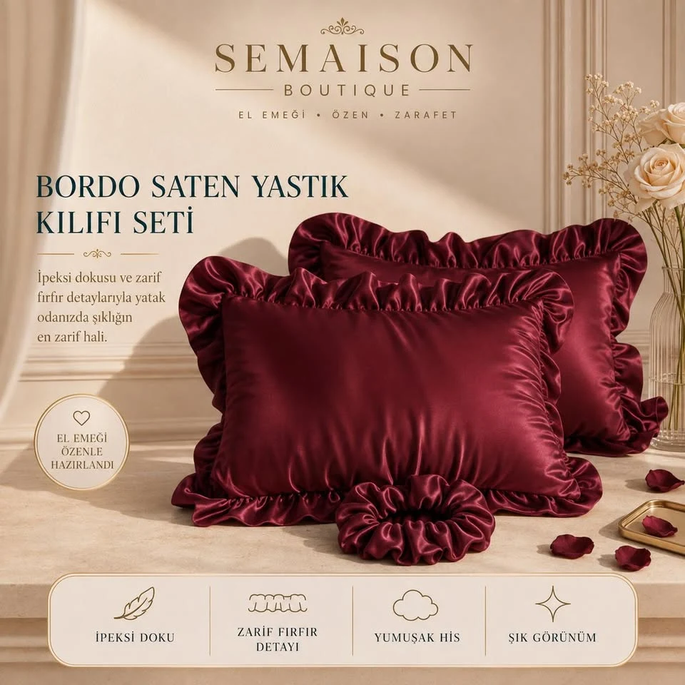 saten yastık · bordo